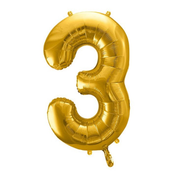 Aluminium Ballon Nummer "3" Gold - Party Dekoration - Lieferung in die Schweiz 2