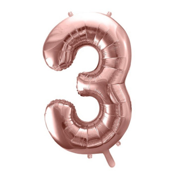 Palloncino in alluminio numero "3" Oro rosa - Decorazione per feste - Consegna in Svizzera 2