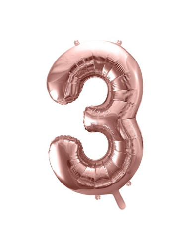 BALLON CHIFFRE 3 ROSE GOLD