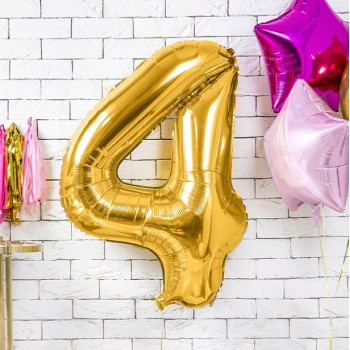 Aluminium Ballon Nummer "4" Gold - Party Dekoration - Bellefete.ch