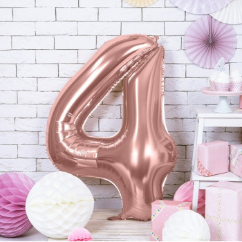 Palloncino in alluminio numero "4" Oro rosa - Decorazione di festa - Bellefete.ch
