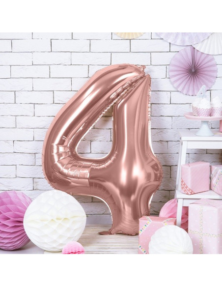 Palloncino in alluminio numero "4" Oro rosa - Decorazione di festa - Bellefete.ch