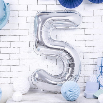 Palloncino in alluminio numero "5" Argento - Decorazione di festa - Bellefete.ch