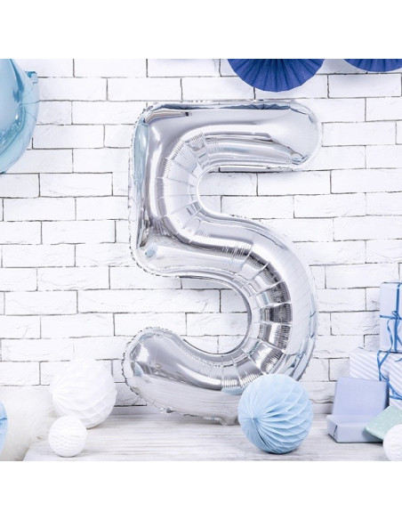 Palloncino in alluminio numero "5" Argento - Decorazione di festa - Bellefete.ch