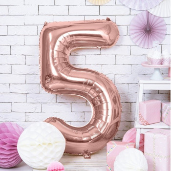 Aluminium Ballon Nummer "5" Roségold - Party Dekoration - Bellefete.ch