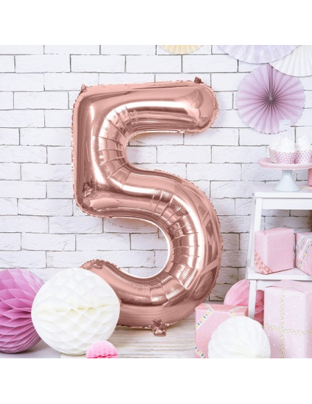 Aluminium Ballon Nummer "5" Roségold - Party Dekoration - Bellefete.ch
