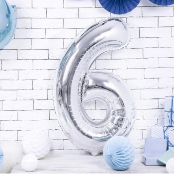 Palloncino in alluminio numero "6" Argento - Decorazione di festa - Bellefete.ch