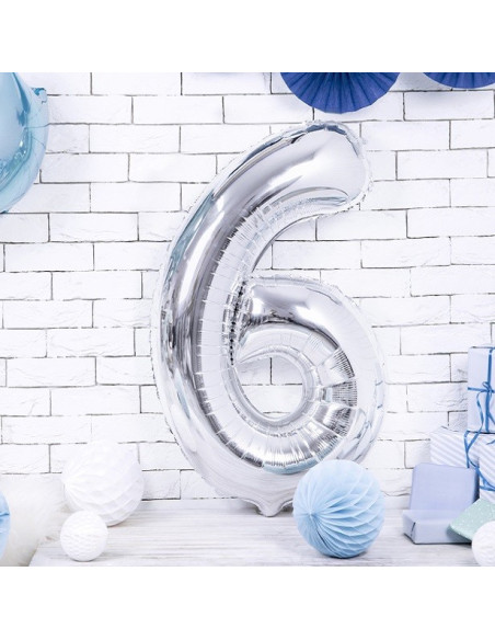 Palloncino in alluminio numero "6" Argento - Decorazione di festa - Bellefete.ch