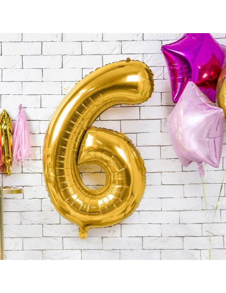 Aluminium Ballon Nummer "6" Gold - Party Dekoration - Bellefete.ch Aluminium Ballon Nummer "6" Gold - Party Dekoration - Bellefete.ch