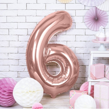 Palloncino in alluminio numero "6" Oro rosa - Decorazione di festa - Bellefete.ch
