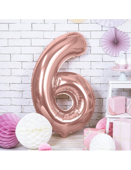 Aluminium Ballon Nummer "6" Roségold - Party Dekoration - Bellefete.ch