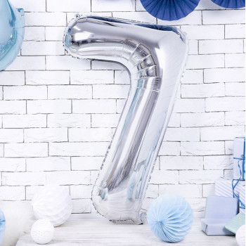 Aluminium Ballon Nummer "7" Silber - Party Dekoration - Bellefete.ch