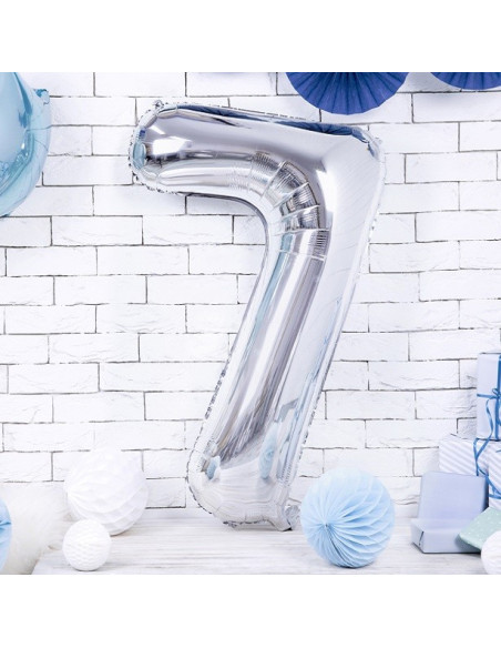 Palloncino in alluminio numero "7" Argento - Decorazione di festa - Bellefete.ch