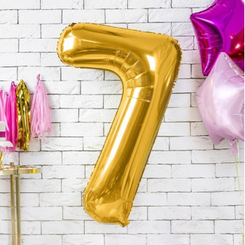Aluminium Ballon Nummer "7" Gold - Party Dekoration - Bellefete.ch