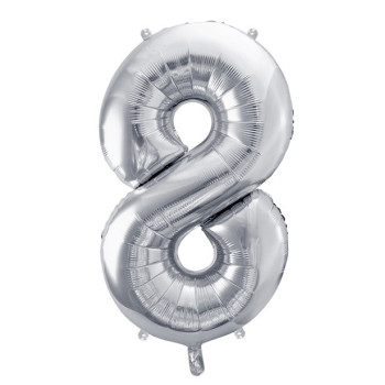 Aluminium Ballon Nummer "8" Silber - Party Dekoration - Bellefete.ch 2