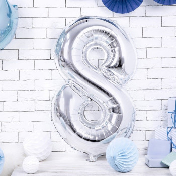 Aluminium Ballon Nummer "8" Silber - Party Dekoration - Bellefete.ch