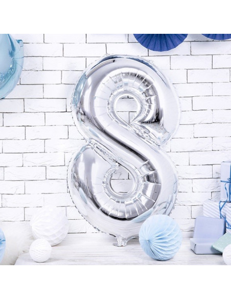 Palloncino in alluminio Numero "8" Argento - Decorazione di festa - Bellefete.ch