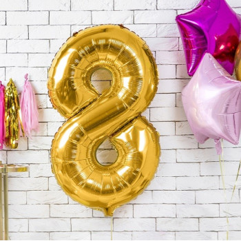 Aluminium Ballon Nummer "8" Gold - Party Dekoration - Bellefete.ch