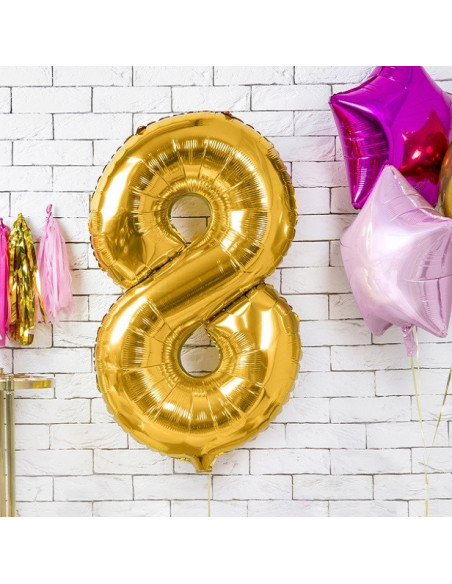 Aluminium Ballon Nummer "8" Gold - Party Dekoration - Bellefete.ch