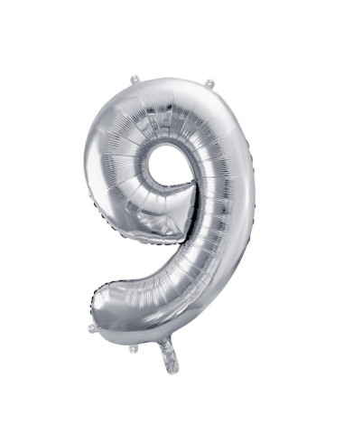 GÜNSTIGER SILBERNER BALLON ZAHL 9