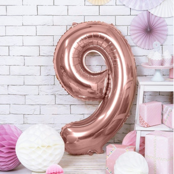 Palloncino in alluminio Cifra "9" Oro rosa - Decorazione di festa - Bellefete.ch