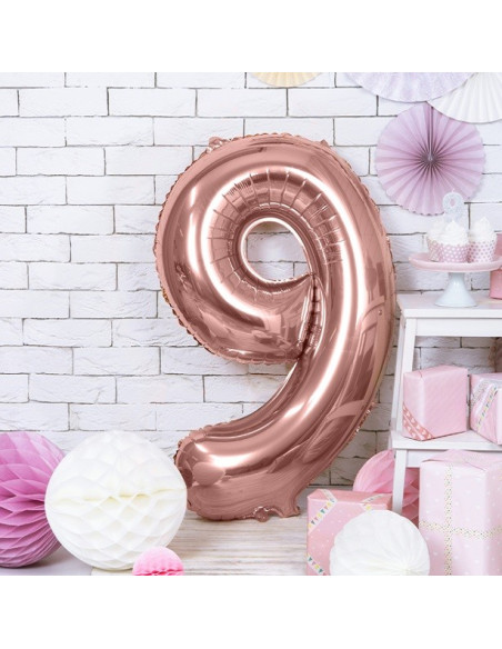 Aluminium Ballon Ziffer "9" Roségold - Party Dekoration - Bellefete.ch