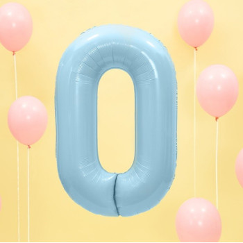 Aluminium Ballon Nummer "0" Hellblau - Party Dekoration - Bellefete.ch