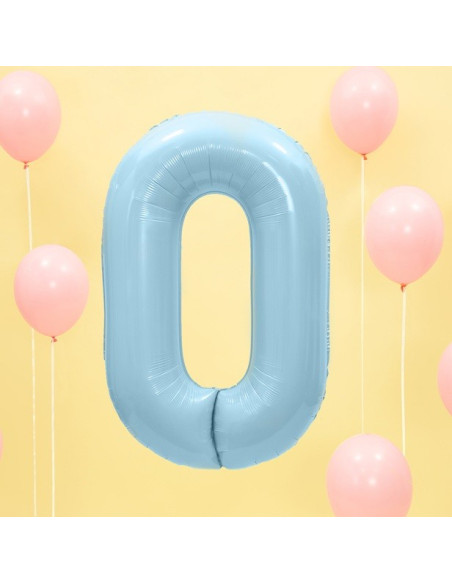 Aluminium Ballon Nummer "0" Hellblau - Party Dekoration - Bellefete.ch