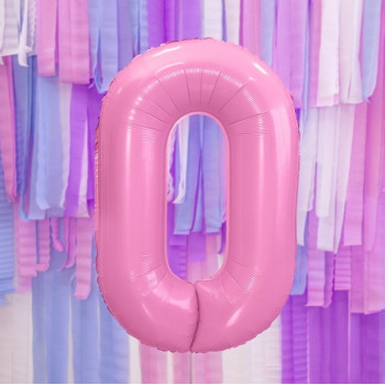 Palloncino in alluminio Numero "0" Rosa Chiaro - Decorazione della sala di compleanno - Bellefete.ch