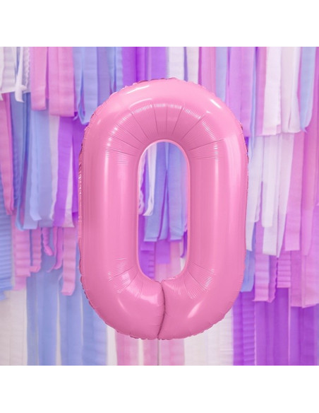 Palloncino in alluminio Numero "0" Rosa Chiaro - Decorazione della sala di compleanno - Bellefete.ch
