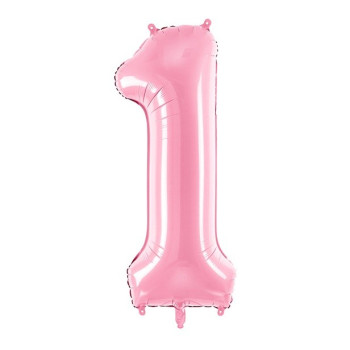 Aluminium Ballon Cifra "1" Hellrosa - Geburtstagsraum Dekoration - Bellefete.ch 2