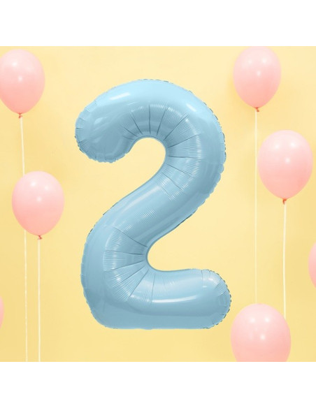 Aluminium Ballon Cifra "2" Hellblau - Geburtstagsraum Dekoration - Bellefete.ch