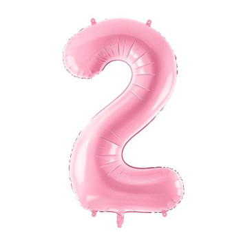 Ballon alu Chiffre "2" Rose Clair - Décoration de salle d'anniversaire - Bellefete.ch 2