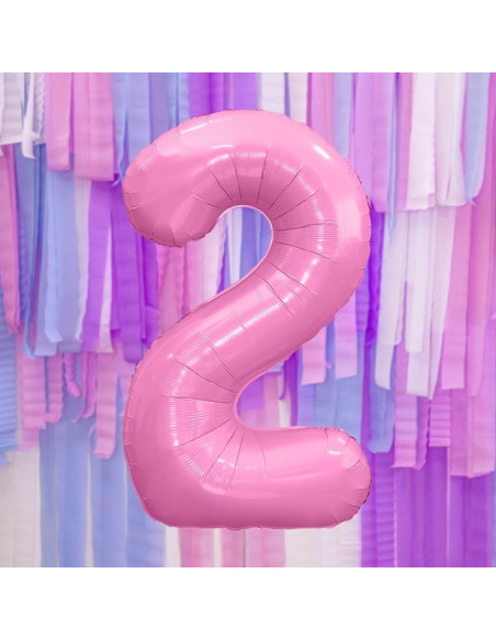 Palloncino in alluminio Cifra "2" Rosa Chiaro - Decorazione della sala di compleanno - Bellefete.ch