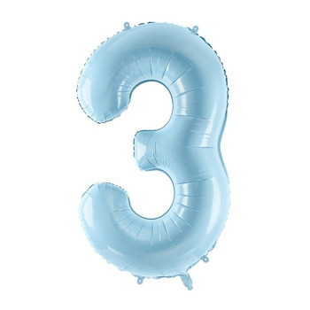 Aluminium Ballon Nummer "3" Hellblau - Geburtstagsraum Dekoration - Bellefete.ch 2