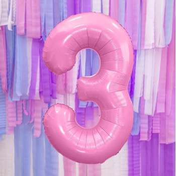 Palloncino in alluminio Numero "3" Rosa Chiaro - Decorazione della sala di compleanno - Bellefete.ch