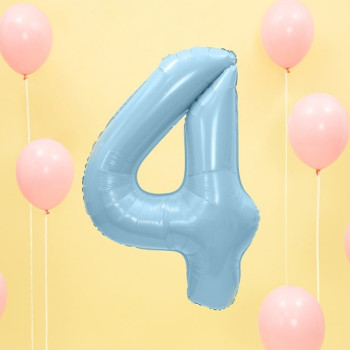 Palloncino in alluminio Numero "4" Azzurro - Decorazione della sala di compleanno - Bellefete.ch
