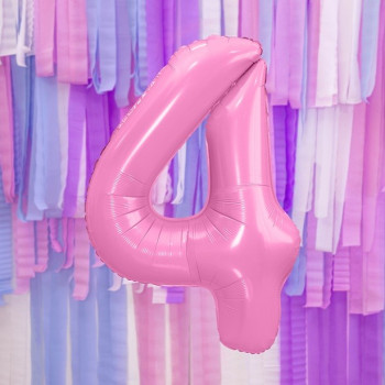 Palloncino in alluminio Cifra "4" Rosa Chiaro - Decorazione della sala di compleanno - Bellefete.ch