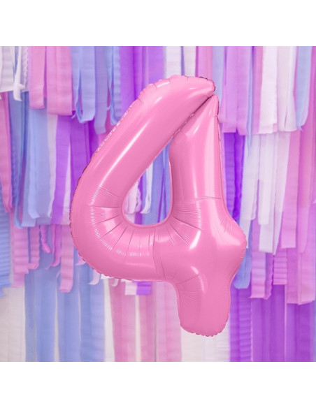 Aluminium Ballon Cifra "4" Hellrosa - Geburtstagsraum Dekoration - Bellefete.ch