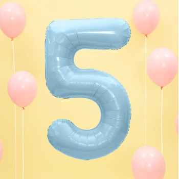 Palloncino in alluminio Numero "5" Azzurro - Decorazione della sala di compleanno - Bellefete.ch