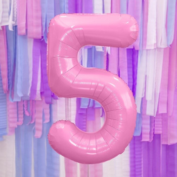 Palloncino in alluminio Cifra "5" Rosa Chiaro - Decorazione della sala di compleanno - Bellefete.ch