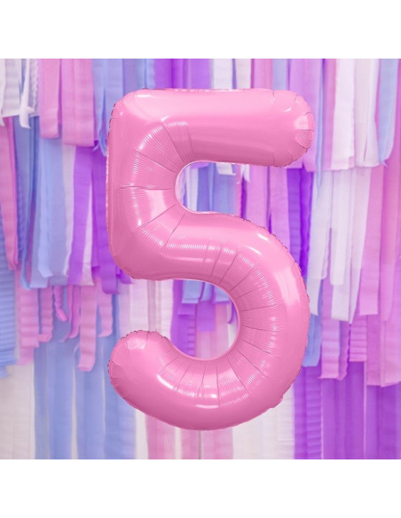 Palloncino in alluminio Cifra "5" Rosa Chiaro - Decorazione della sala di compleanno - Bellefete.ch