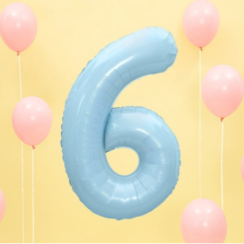 Palloncino in alluminio Numero "6" Azzurro - Decorazione della sala di compleanno - Bellefete.ch