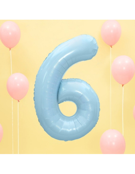 Palloncino in alluminio Numero "6" Azzurro - Decorazione della sala di compleanno - Bellefete.ch