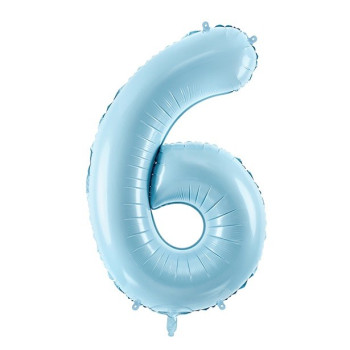 Aluminium Ballon Nummer "6" Hellblau - Geburtstagsraum Dekoration - Bellefete.ch 2