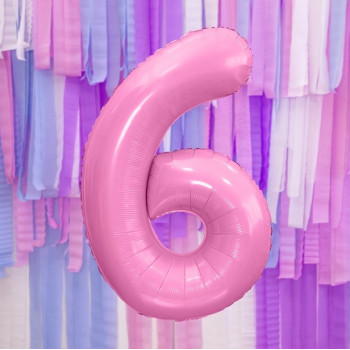 Palloncino in alluminio Numero "6" Rosa Chiaro - Decorazione della sala di compleanno - Bellefete.ch