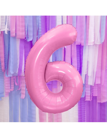 Aluminium Ballon Nummer "6" Hellrosa - Geburtstagsraum Dekoration - Bellefete.ch