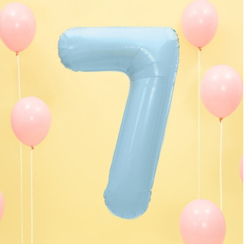 Palloncino in alluminio Numero "7" Blu chiaro - Decorazione della sala di compleanno - Bellefete.c