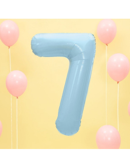 Aluminium Ballon Nummer "7" Hellblau - Geburtstagsraum Dekoration - Bellefete.c