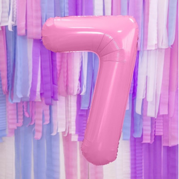 Palloncino in alluminio Numero "7" Rosa Chiaro - Decorazione della sala di compleanno - Bellefete.ch